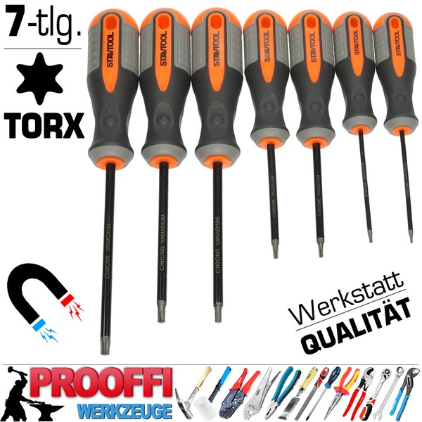 7-Tlg Profi Torx T-Profil Schraubendreher Werkzeug Set T6 T8 T10 T15 T20 T25 T30-image