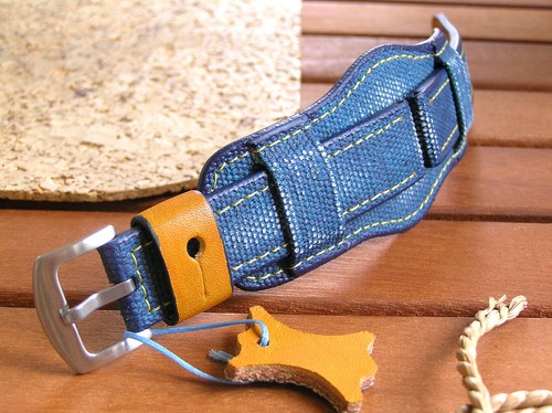 20 mm Blau Leder Manschette Armbanduhr Band Handarbeit Bund Band Armband Vintage Flieger - Bild 5 von 13