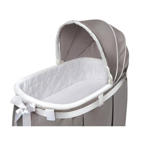 Gray Oval Bassinet Newborn Baby Rolling Basket w/Canopy Skirt Foam Pad Storage - Picture 2 of 5