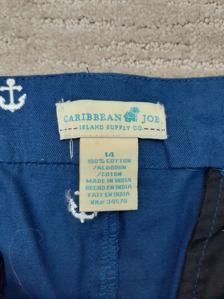 Pantalones cortos para mujer Caribbean Joe talla 14 azul marino blanco bordado ancla entrepierna de 10" Foto 4 de 4