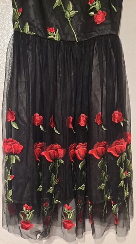 IBTOM Castle Girls Lace Dress Black Rose - Tulle Tea Length Size Large (L) NEW - Picture 4 of 12