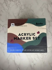 Arrtx 90 Acrylic Marker Box Set, brush-tip paint marker, water-based, Open Box