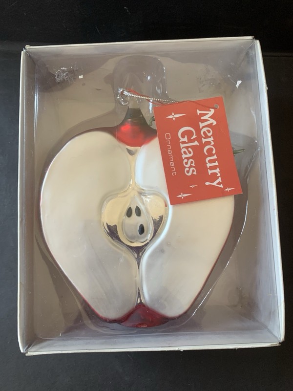 Dept. 56  Mercury Glass APPLE Ornament. EUC. Oversize. Original Box. 5.5" Tall