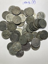 1943 (P) steel LINCOLN WHEAT CENT PENNY ROLL, nice condition