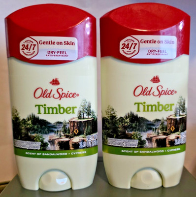 Lot of 2 Old Spice Timber + Sandalwood Anti-perspirant Deodorant 2.6 Oz EX 10/27
