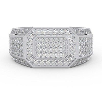 Men s Natural Diamond Statement Ring in Silver