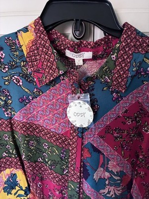 Oddy Midi Dress   Boho Patchwork Festival Floral Hippie Size M 