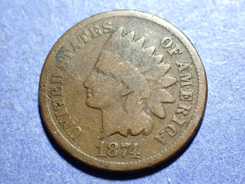 1874 Indian Cent  Good+ details