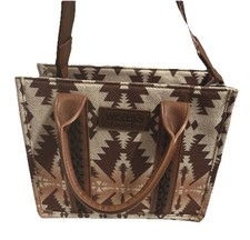 Wrangler Aztec Southwestern Brown Crossbody Tote Canvas Bag Purse Cowgirl Boho