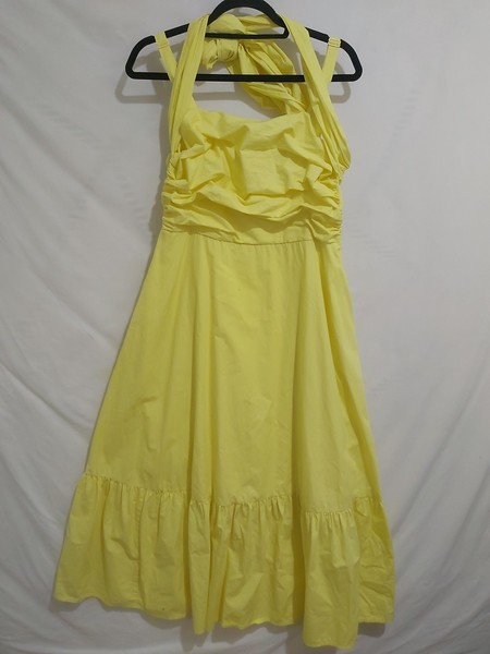 City Chic Size 12 Yellow Juniper Maxi Dress Cotton Fit & Flare Tiered