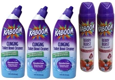 Pack of 5- KABOOM Clinging Toilet Bowl Cleaner & Deodorizer and Air Refreshener