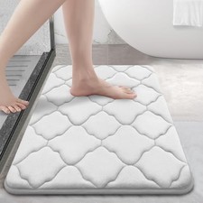 Memory Foam Bath Mat Rug 24x16, Ultra Soft and Absorbent 24" x 16" White