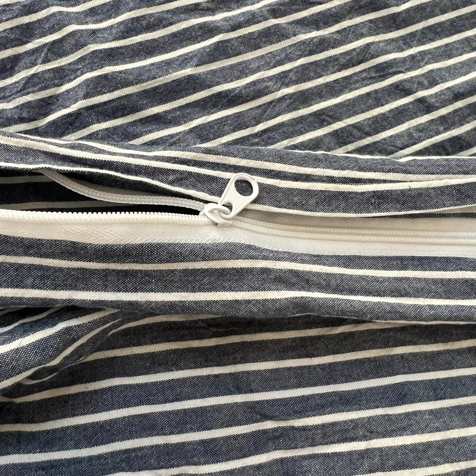 Juego de funda e inserción nórdica Wake in Cloud Twin rayas azules y blancas 65 x 88" Foto 3 de 4