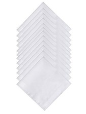 Men's White Pure Cotton Handkerchiefs with Hem, Pack of 12 Pieces Hankies