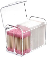 Qtip Holder Dispenser For Cotton Ball Swab Round Pads Floss3 Compartment Plastic