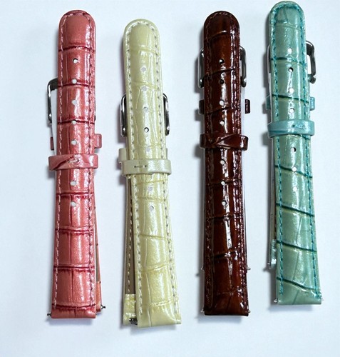 Invicta Croc Embossed Leather Watch Band Set Blue Pink Brown Yellow Straps