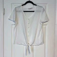 SO Tie-Front Flutter Sleeve Blouse - Size M