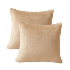 Flannel Throw Pillow Covers 22x22 inches Set of 22" x 22" Pack of 2 Camel