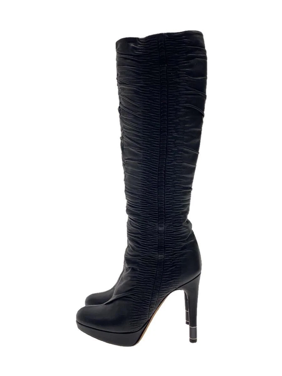 Bottes longues Christian Dior femme 35,5 talon cuir noir 11 pouces occasion