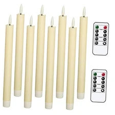  Flameless Taper Candles Flickering with Remote Timer Realistic 3D Wick, Cream