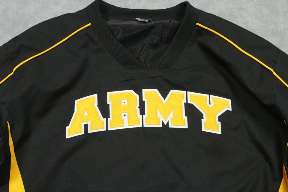 Equipamento do exército para jaqueta esportiva masculina grande preta dourada gola V pulôver corta-vento - Imagem 2 de 4