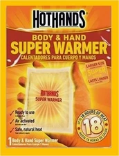 2 HotHands SUPER Hand/Body Warmers and 1 Toe Warmer Safe Natural Odorless Heat