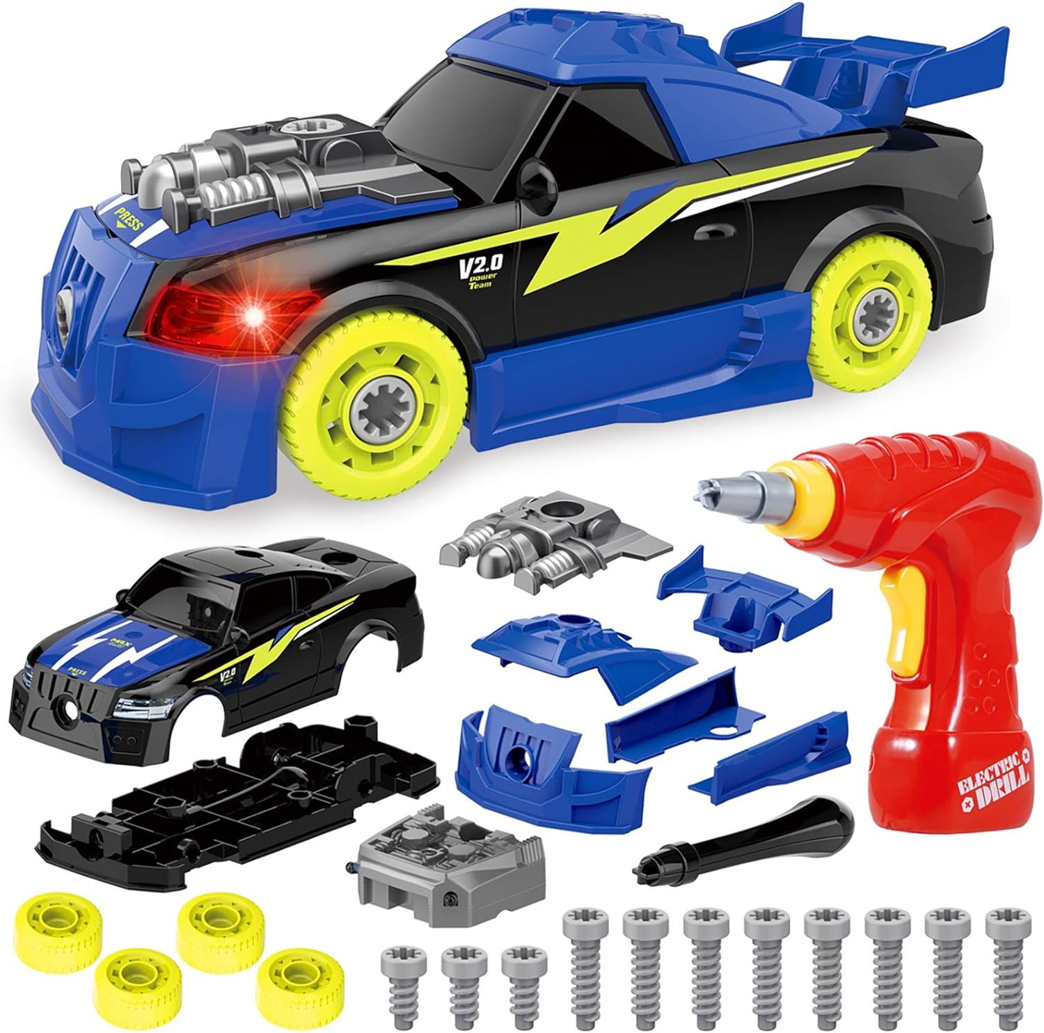 Coogam Take Apart Racing Car with Electric Screwdriver Tool, Fine Motor Skill To