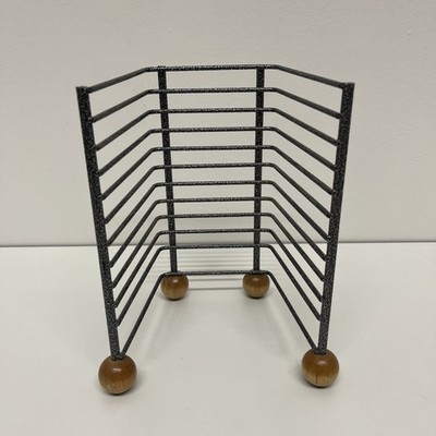 Atlantic Silver Wire 12 CD Tower Rack Holder Wood Ball Feet