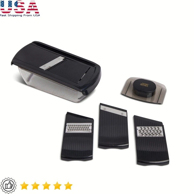 7-Piece Mandoline Slicer Set W/ 4 Stainless Steel Blades Easy Food Prep New