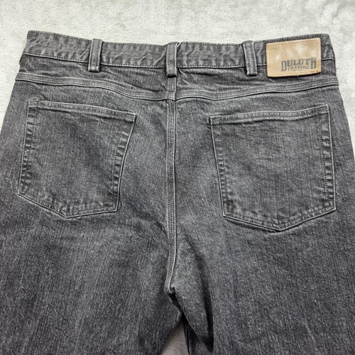Jeans da ballo Duluth Trading Co Flex uomo 38x32 nero pantaloni denim taglio dritto - Foto 3 di 10