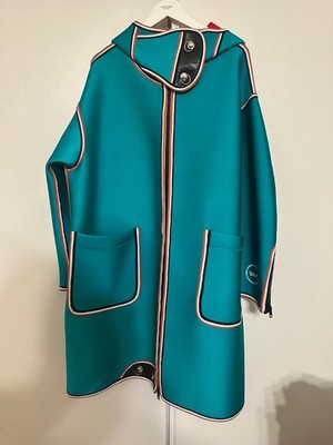 Calvin Klein 205W39NYC Raf Simons aqua neoprene long jacket size L