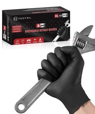 NEOTRIL 8 Mil Heavy Duty Disposable Nitrile Gloves with Raised Diamond Textur...