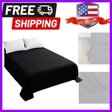 Queen Flat Sheet Black Top Sheet, Hotel 1-Piece, Luxury and Soft 1500 Thread...