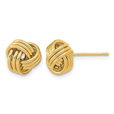 14K Gelbgold poliert dreifach Liebe Knoten Knopf Ohrstecker Geschenk für sie