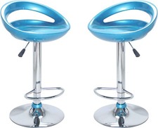 DecHome Sgabello Cucina Bar Alto Metallo/Plastica 43,7x46,5x77,5-98 Blu