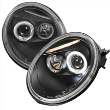 Black Fits 1998-2005 VW Volkswagen Beetle Halo Projector Headlights Left+Right
