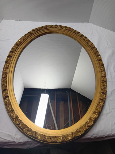 Specchio da parete ovale vintage MCM Burwood stile freccette siroco Hollywood Regency (1972) - Foto 1 di 24