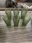 VTG Set Of 6 Anchor Hocking Milano Avocado Green Textured Glass Tumblers 12oz