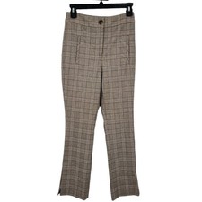 Veronica Beard Pants Arte straight cropped plaid brown size 0