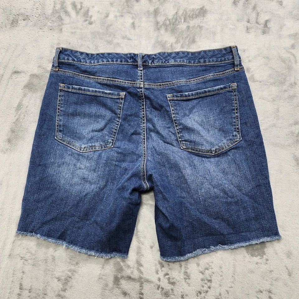 Energie Shorts Womens 15 Juniors Blue Bermuda Destructed Cut Off Hem Dark Wash - Image 3 of 4