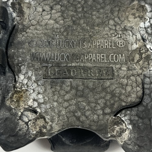 Lucky 13 Racing Emaille Totenkopf Würfel Kolben Gürtelschnalle 2003 für Feuerzeug Tasche - Bild 5 von 8