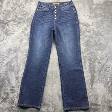 Judy Blue Jeans Juniors 11/30 Blue Dark Wash High Rise Straight Stretch Denim