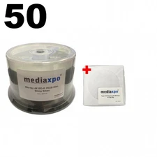 50 Grade A Blu-ray 4X BD-R 25GB Disc Shiny Silver & 100 Paper Sleeves