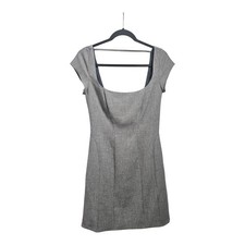 Asos Design Dress Size 4 Low Cut Front/Back Sheath Mini Grey Short Cap Sleeves