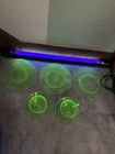 Lot Of 3 GREEN GLOW Uranium Glass Plates 2 Cup & Saucers NO RESERVE