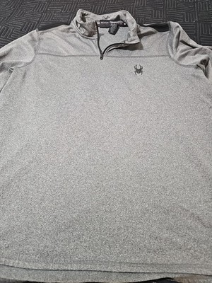 Spyder Performance Shirt Men's XXL Pullover Top Active Heather Gray Quarter Zip