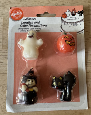 1993 Wilton Sealed Halloween Cake CANDLES Decorations Witch Ghost  pumpkin cat