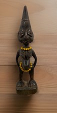 Authentic African Wooden Statue Hand Carved Tribal Figure / Bronze IBEJI 