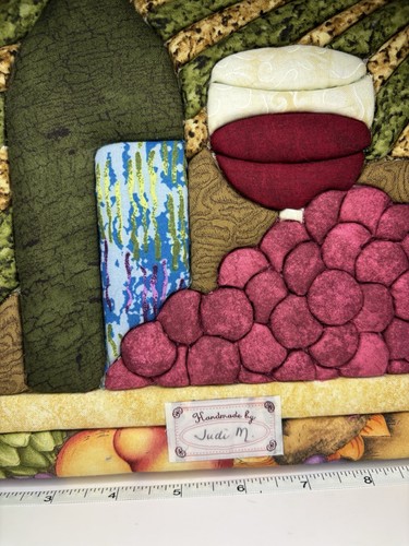 Hand Quilted Wall Hanging Wine Vineyard 11 1/2”X 11 1/2” - Picture 3 of 6