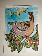 Quadro miniatura originale ACEO "Nightbird" di Annie H. 3,5"x2,5" 89 cm x 64 cm